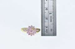 14K Yellow Gold Pink Topaz Round Cluster Cocktail Ring