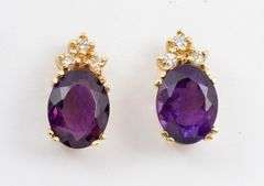 Elegant Amethyst & Diamond Post Earrings