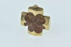 14K Yellow Gold Antique Carved Cross Vintage Ornate Charm/Pendant