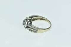 14K White Gold 1.00 Ctw Diamond Halo Swirl Engagement Ring