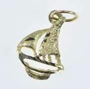 14K Yellow Gold Sail Boat Ship Vintage Nautical Charm/Pendant