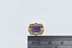 14K Yellow Gold Emerald Cut Amethyst Slide Bracelet Charm/Pendant