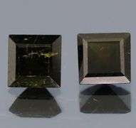Princess cut 2.62ct midnight olive green Tourmaline pair