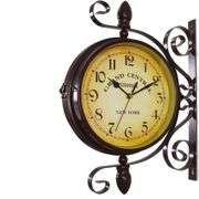 Retro Wrought Iron Double-Sided Wall Clock