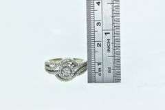 14K White Gold 1.00 Ctw Diamond Halo Swirl Engagement Ring