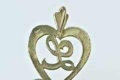 10K Yellow Gold L Cursive Heart Love Symbol Initial Letter Pendant