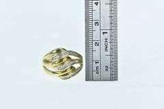 14K Yellow Gold Wavy Diamond Layered Statement Band Ring