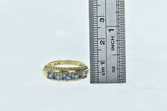 10K Yellow Gold Tanzanite Filigree Raised Statement Band Ring