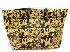 Gianni Versace Barocco Medusa Print Black & Yellow Tote Bag