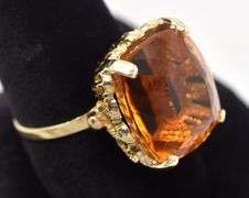 Marvelous 14K Yellow Gold Approx. 17.00CTS Citrine Gemstone Ring