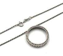 Vintage 925 sterling silver crystal round pendant on chain