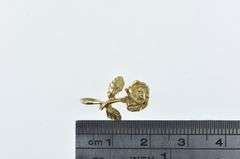 14K Yellow Gold Diamond Cut Rose Flower 3D Romantic Charm/Pendant