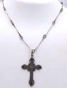 Vintage 925 sterling silver Signed cross pendant on chain necklace