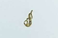 10K Yellow Gold Black & White Diamond Wave Loop Vintage Pendant