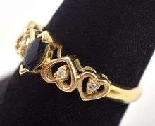 Stunning 14K Yellow Gold Diamond and Blue Sapphire Ring