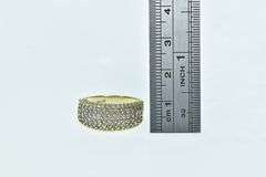 14K Yellow Gold Pave Squared Diamond Statement Band Ring