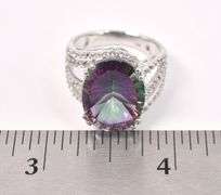 Marvelous 7.70CTS Mystic Quartz &. 0.83CTW White Topaz Ring in Sterling Silver