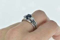 Platinum 2.55 Ctw Sapphire Diamond Engagement Set Ring