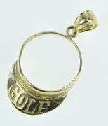 14K Yellow Gold Golf Visor Vintage Hat Golfer Sporty Charm/Pendant