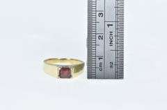 14K Yellow Gold Princess Garnet Solitaire Vintage Statement Ring