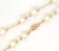 14kt Yellow gold freshwater pearl and fancy bead necklace