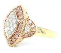 10kt Yellow gold marquise diamond cluster ring