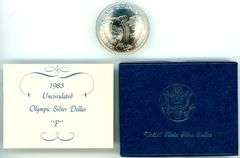 2 Different Olympic Commemorative Silver Dollars with Box/CoA: 1983 BU and 1984 Proof