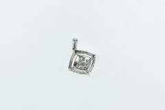 10K White Gold Squared Diamond Pave Domed Statement Pendant