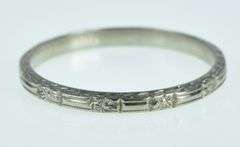 18K White Gold 1940's 1.9mm Blossom Pattern Wedding Band Ring
