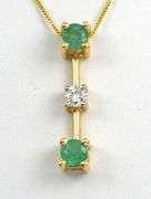Nice 14KYG Emerald & Dia. Pendant on Necklace