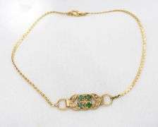 Cute 14K YG Bracelet with Emeralds