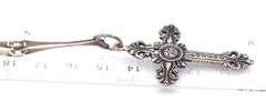 Vintage 925 sterling silver Signed cross pendant on chain necklace