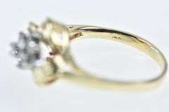 14K Yellow Gold Vintage Diamond Slanted Cluster Bypass Ring