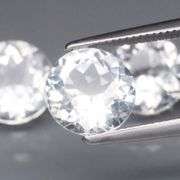 Superb 6.73ct high fire 8mm diamond white Topaz set