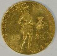 Scarce flashy Choice BU 1928 Netherlands 1 Ducat Gold Piece