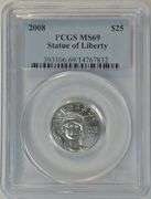 Nearly Flawless PCGS MS69 graded 2008 $25 pure Platinum Eagle
