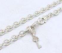 Judith Ripka circle link necklace with Key charm in 925 sterling silver