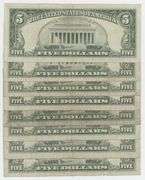 Scarcer lot of 8 Series of 1963 $5 Red Seal STAR notes