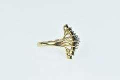 14K Yellow Gold Marquise Sapphire Diamond Freeform Cluster Ring