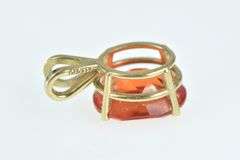 14K Yellow Gold Oval Syn. Orange Sapphire Solitaire Charm/Pendant