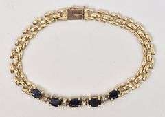 Fantastic 14K Yellow Gold Diamond and Blue Sapphire Gemstone Bracelet