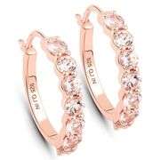 14K Rose Gold Genuine Morganite Earrings in .925 Sterling Silver