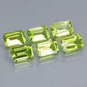 Brilliant 3.92ct 6pc set of matched emerald cut Peridot