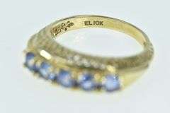 10K Yellow Gold Tanzanite Filigree Raised Statement Band Ring