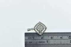 10K White Gold Squared Diamond Pave Domed Statement Pendant