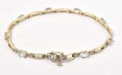 Cute 10K Yellow Gold Aquamarine and Diamond Bracelet