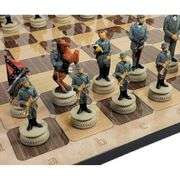 Hand-Painted US Civil War Generals Chess Set on Rustic 17" Board
