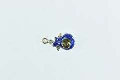 14K Yellow Gold Blue Enamel Diamond Rucksack Traveler Charm/Pendant