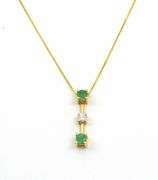Nice 14KYG Emerald & Dia. Pendant on Necklace