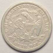 1875 Seated Liberty Quarter, Circulated.